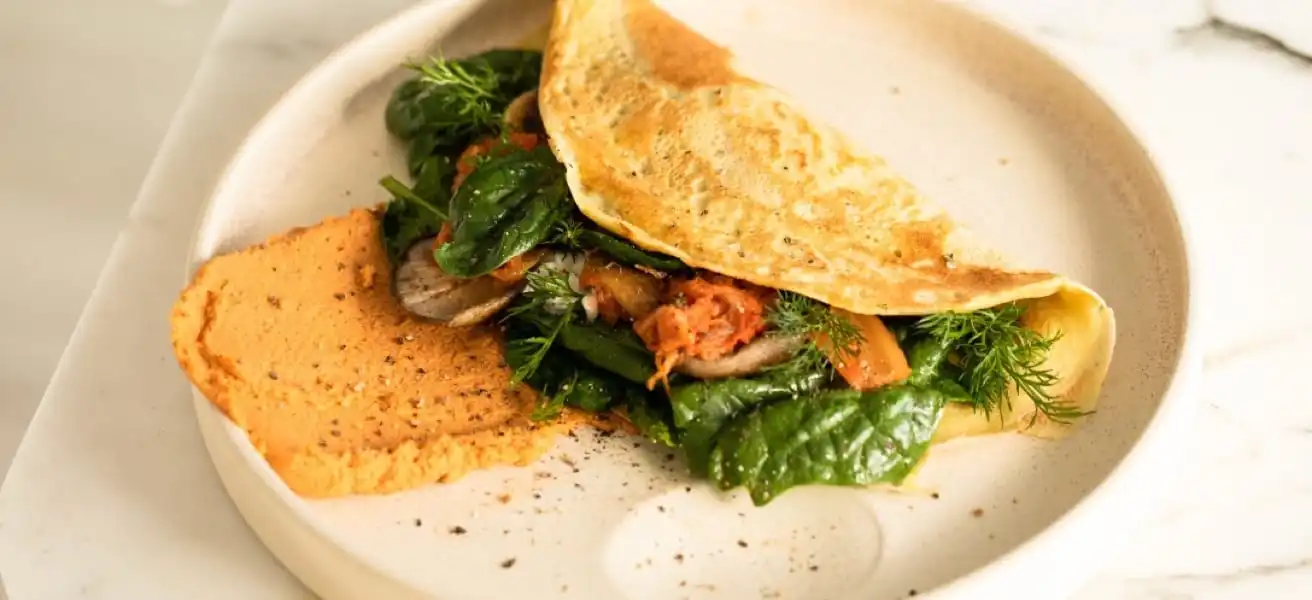A cooked omelette